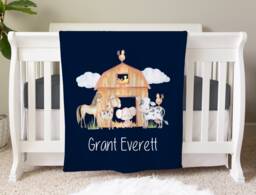 Farm Personalized Baby Name Blanket, Gift, Custom Coming Home Hospital Shower Gift Birthday Animal