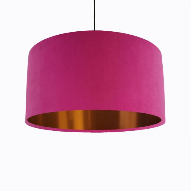 Pink Lampshade in Velvet With Copper Lining - image 1