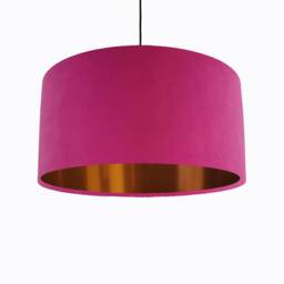 Pink Lampshade in Velvet With Copper Lining - thumbnail 1