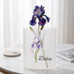 Custom Book Vase With Hologram Flowers, Personalized Birth Flower Decor, Watercolor Vase, Wedding Bridesmaid Gift, Mother's Day - thumbnail 3