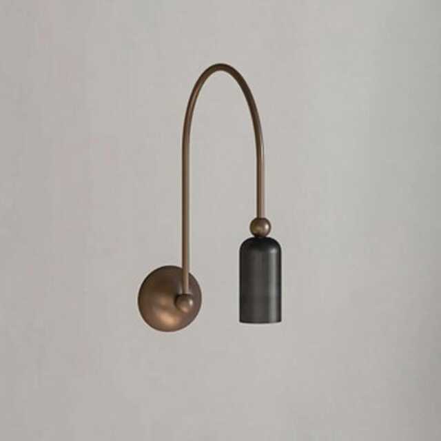 Black Brass Gooseneck Bedroom Sconce Lighting, Mid Century Wall Sconce, Modern Bedside Light, Two Tone Indoor Lamp - image 1