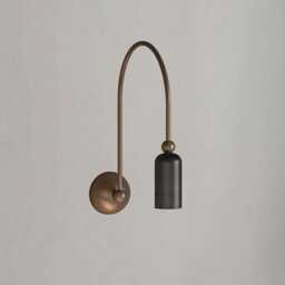 Black Brass Gooseneck Bedroom Sconce Lighting, Mid Century Wall Sconce, Modern Bedside Light, Two Tone Indoor Lamp - thumbnail 1