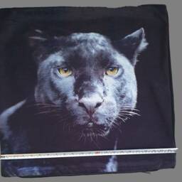 Luxury Panther Cushion Black Velvet & Chenille Big Cat Print Extra Large 21 - thumbnail 3