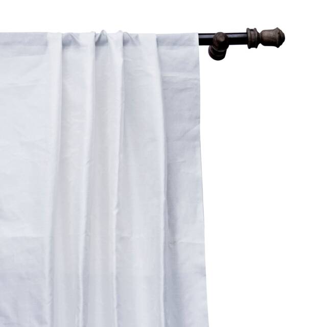 White Art Silk Curtain Panels, Faux Curtains - Rod Pocket, Grommet, Box Pleat, Three Pinch Tab Top & Plain Ring Top - image 1