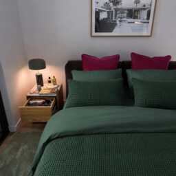 Forest Green Waffle 100% Cotton Duvet Cover Set - thumbnail 3