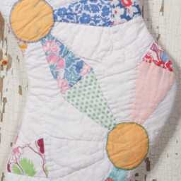 Vintage Quilt Christmas Stocking Pinwheel Joseph's Coat, Shabby Chic Decor - thumbnail 2