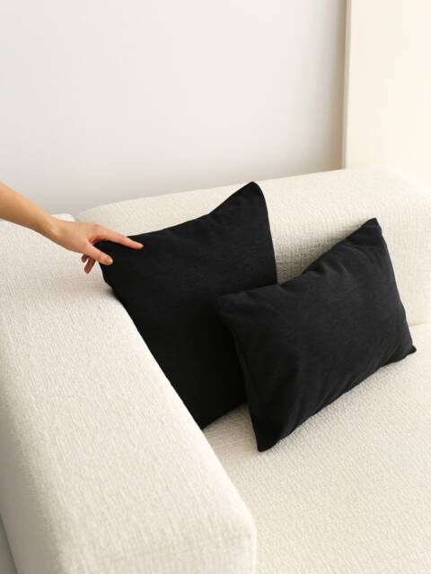 Linen Black Throw Pillow Cover, Modern & Comfy High Quality Lumbar Case, Invisible Zipper, Cozy Heavy Cushion Euro Sham - image 1