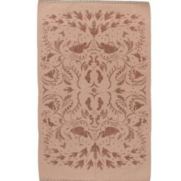 Beige Hand Printed Flatwoven Cotton Kilim Rug - Bedroom Kids Living Room Aesthetic Neutral Soft Low Pile Washable 3x5 5x7 Bird Theme - thumbnail 2