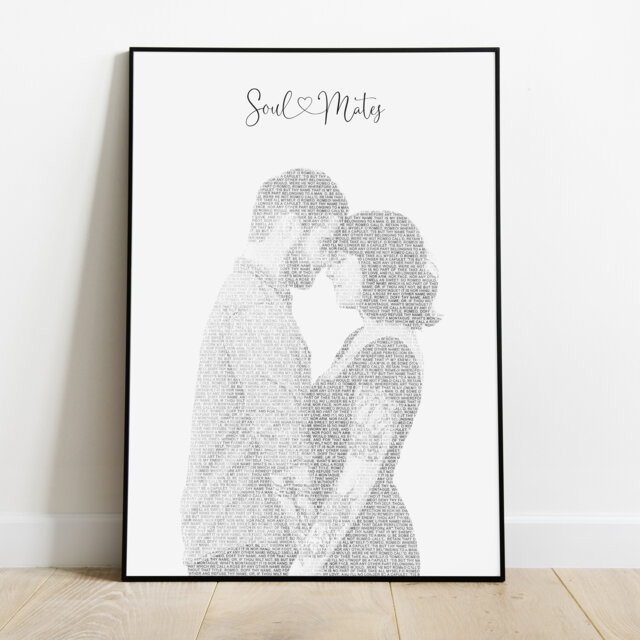 Custom Lyrics Print, Personalized Song Portrait From Photo, Wedding Anniversary Gift, Valentine Printable, Couple First Dance Wall Art, Tp1 - image 1
