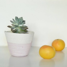 Rope Plant Pot Handcrafted Cotton Basket, Boho Chic Decor - thumbnail 3