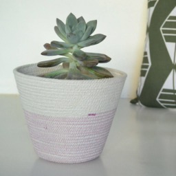 Rope Plant Pot Handcrafted Cotton Basket, Boho Chic Decor - thumbnail 2
