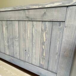 Grey Wash Reclaimed Wood Bed Frame Chunky Rustic Pine - thumbnail 2