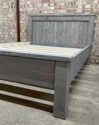 Grey Wash Reclaimed Wood Bed Frame Chunky Rustic Pine - thumbnail 1
