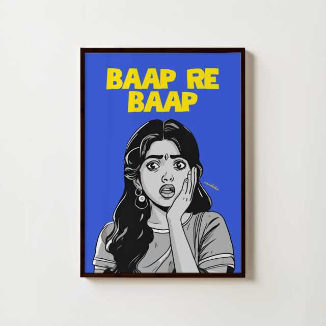 Baap Re Poster - Gujarati Desi Wall Art South Asian Humour Print Bold Home Decor - image 1