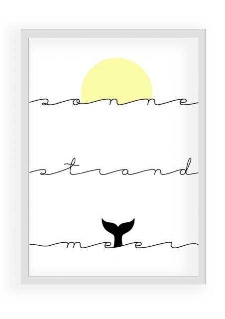 Art Print, Poster, Gift, Wall Decoration, Whale, Sun, Beach, Sea - image 1