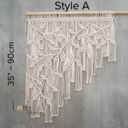 Leaf Macrame Curtain, Bohemian Window Covering, Home Decor - thumbnail 3