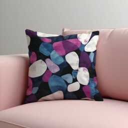Abstract Pebble Cushion Cover, Purple & Blue Bold Rock Inspired Pillow Artistic Modern Throw Case, Any Size Cover - thumbnail 2