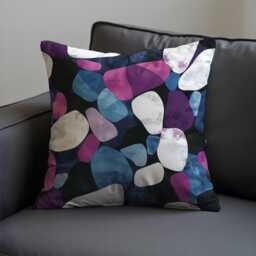 Abstract Pebble Cushion Cover, Purple & Blue Bold Rock Inspired Pillow Artistic Modern Throw Case, Any Size Cover - thumbnail 3
