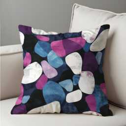 Abstract Pebble Cushion Cover, Purple & Blue Bold Rock Inspired Pillow Artistic Modern Throw Case, Any Size Cover - thumbnail 4
