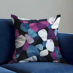 Abstract Pebble Cushion Cover, Purple & Blue Bold Rock Inspired Pillow Artistic Modern Throw Case, Any Size Cover