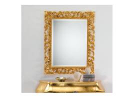 Classic Baroque Wall Mirror With Antique Gold Leaf - Made in Italy Italian Style Entrance For Bedroom Or Living Room
