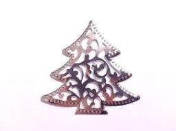 Craftbuddyus 10Pcs 60mm Decorative Metal Filigree Xmas Tree Wedding Stick On Toppers - thumbnail 1