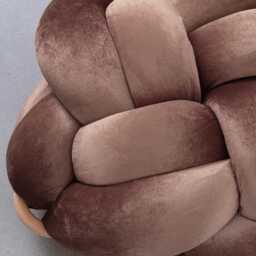 Brown Truffle Velvet Knot Ottoman, Floor Cushion Pouf, Large Pillow, Extra Seating, Modern Statement Furniture - thumbnail 4