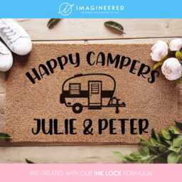 Camper Doormat - Custom Happy Campers Personalized Name Door Mat Camping Welcome Travel Explorer Gift - thumbnail 1