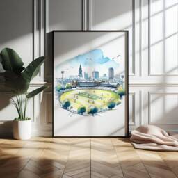 Cricket Stadium Prints - Set Of 3 Posters - Sport Wall Art Kids Room Decor Gift Cricketer Artwork Gifts Boys Painting Design - thumbnail 3