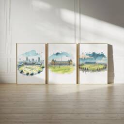 Cricket Stadium Prints - Set Of 3 Posters - Sport Wall Art Kids Room Decor Gift Cricketer Artwork Gifts Boys Painting Design - thumbnail 2