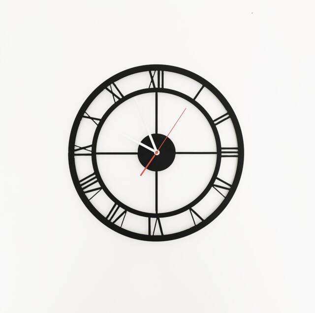 Industrial Metal Wall Clock Matte Black, Silent Movement - image 1