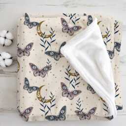 Celestial - Butterflies Beige, Sherpa Fleece Blanket, Decor, Kids Bedding, Blankets, Children's Room, Beige Butterfly, Blanket - thumbnail 2