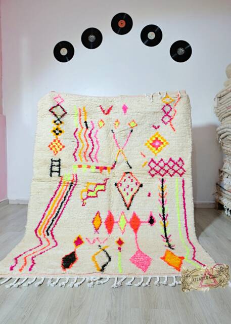 Custom Fabulous Boujaad Rug, Authentic Moroccan Rug, Azilal Abstract Multicolored Carpet, Handmade Bohemian Rug - image 1