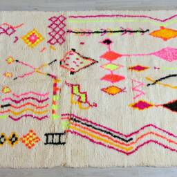 Custom Fabulous Boujaad Rug, Authentic Moroccan Rug, Azilal Abstract Multicolored Carpet, Handmade Bohemian Rug - thumbnail 2