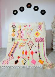 Custom Fabulous Boujaad Rug, Authentic Moroccan Rug, Azilal Abstract Multicolored Carpet, Handmade Bohemian Rug - thumbnail 1