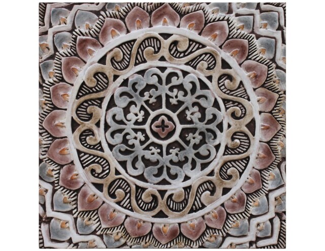 Ceramic Mandala Wall Hanging Bohemian Coastal Decor, Matt Brown - 30cm/11.8 - image 1
