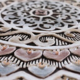 Ceramic Mandala Wall Hanging Bohemian Coastal Decor, Matt Brown - 30cm/11.8 - thumbnail 2