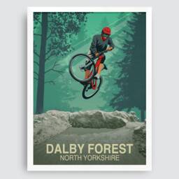 Dalby Forest Mountain Bike Art Print North Yorkshire Mtb Poster - thumbnail 2