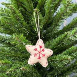 Felt Heart & Star Christmas Tree Ornament Needle Felted Wool Decoration - thumbnail 2