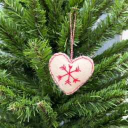 Felt Heart & Star Christmas Tree Ornament Needle Felted Wool Decoration - thumbnail 3