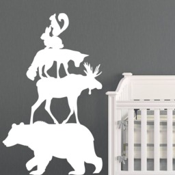 Large Stacked Woodland Animals Wall Decal Kids & Nursery Decor Decal ~ Bear Moose Fox Rabbit - thumbnail 3