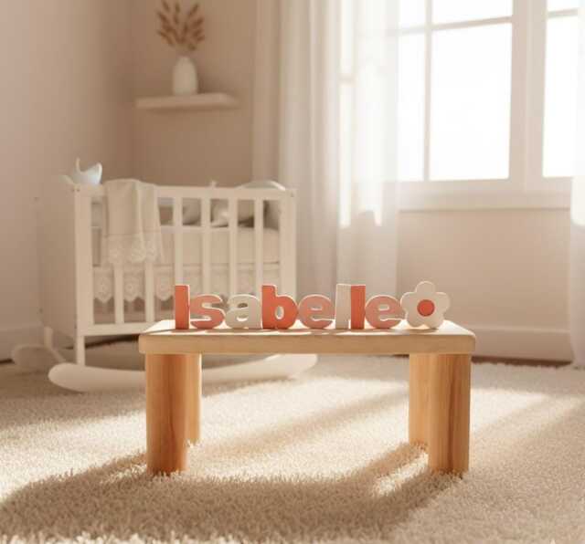 Girls Puzzle Name Bench, Wood Kids Bench Name, Maple Personalized Toddler Wooden, Custom Gift For Christmas - image 1