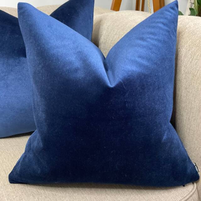High Quality Polyester Velvet Cushion Pillow Cover Navy Indigo Plain Double Sided/Handmade - image 1