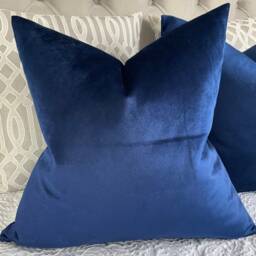 High Quality Polyester Velvet Cushion Pillow Cover Navy Indigo Plain Double Sided/Handmade - thumbnail 4
