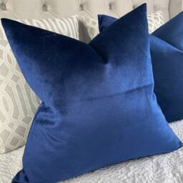 High Quality Polyester Velvet Cushion Pillow Cover Navy Indigo Plain Double Sided/Handmade - thumbnail 2
