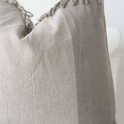Gray Neutral Tribal Hemp Hand Woven Natural Dye Color Lumbar Pillow Cover - thumbnail 2