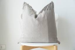 Gray Neutral Tribal Hemp Hand Woven Natural Dye Color Lumbar Pillow Cover - thumbnail 1