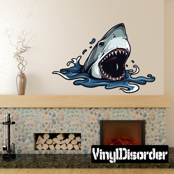 Shark Wall Decal - Fabric Vinyl Removable & Reusable Sharkuscolor006Et