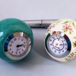 Ceramic Ball Table Clock Pink Purple Floral Desk Clock Decor - thumbnail 4