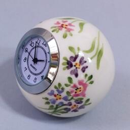 Ceramic Ball Table Clock Pink Purple Floral Desk Clock Decor - thumbnail 2